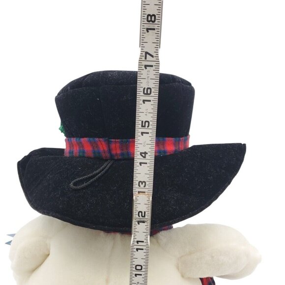 Snowden Christmas Plush Snowman 22" Black Top Hat Red Plaid Scarf 1997 Tags VTG - Picture 5 of 7